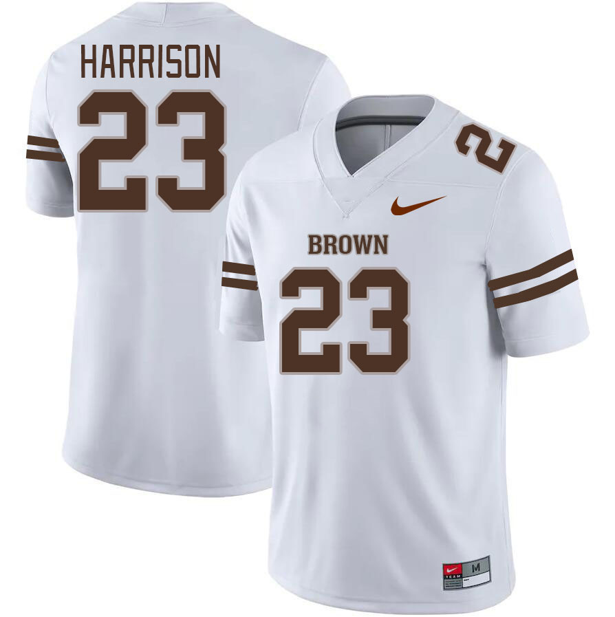 Men-Youth #23 Mashod Harrison 2023 Brown Bears College Football Jerseys Stitched-White